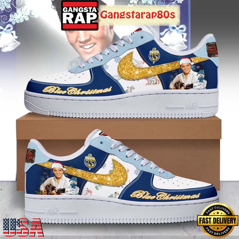 Elvis Presley Blue Christmas 2025 Limited Air Force 1 Sneakers Shoes Elvis Presley Blue Christmas 2025 Limited Air Force 1 Sneakers Shoes