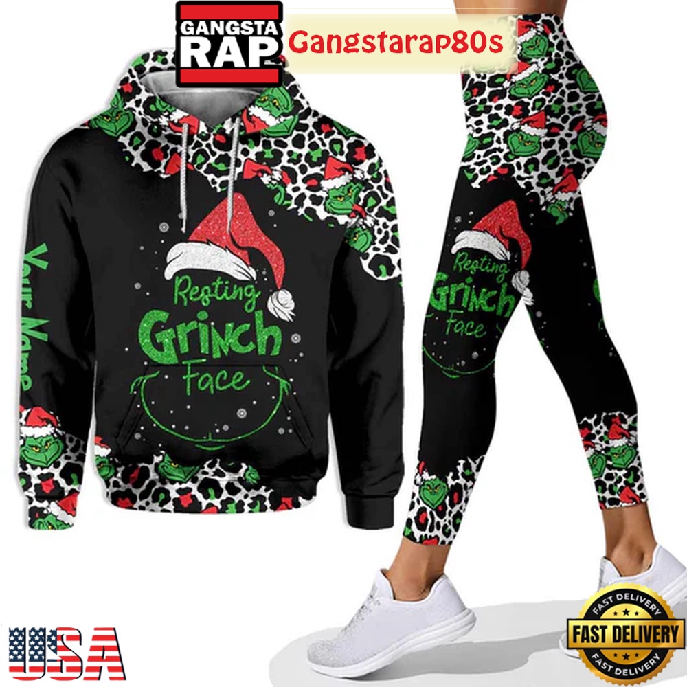 Grinchmas Merry Christmas Custom Name Hoodie Leggings Set Grinchmas Merry Christmas Custom Name Hoodie Leggings Set