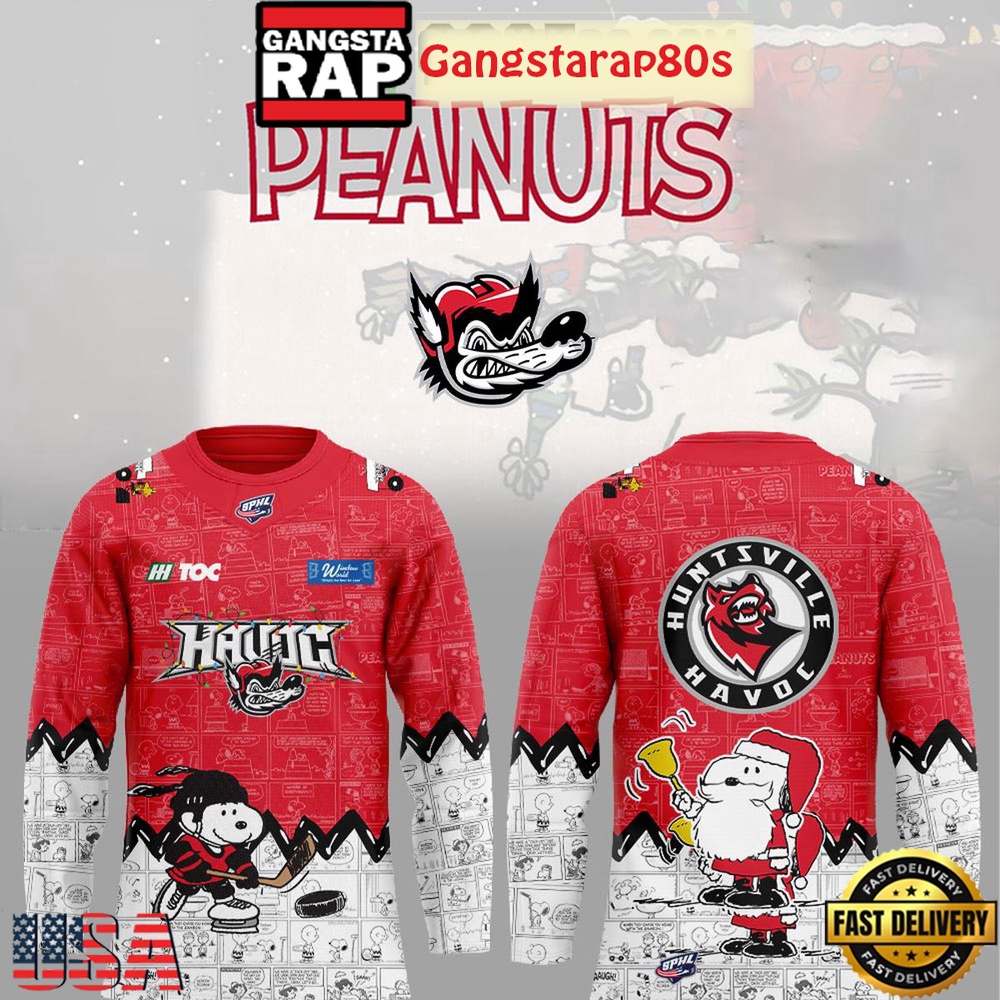 Huntsville Havoc Snoopy Peanuts Christmas 2025 Hockey Jersey Huntsville Havoc Snoopy Peanuts Christmas 2025 Hockey Jersey