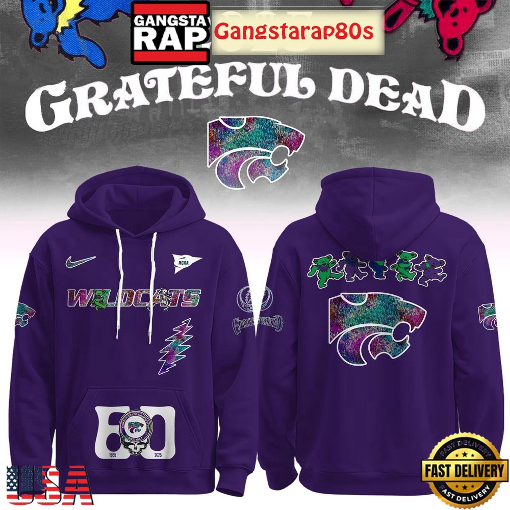 Kansas State Wildcats x Grateful Dead 60 Years Unisex Hoodie Kansas State Wildcats x Grateful Dead 60 Years Unisex Hoodie