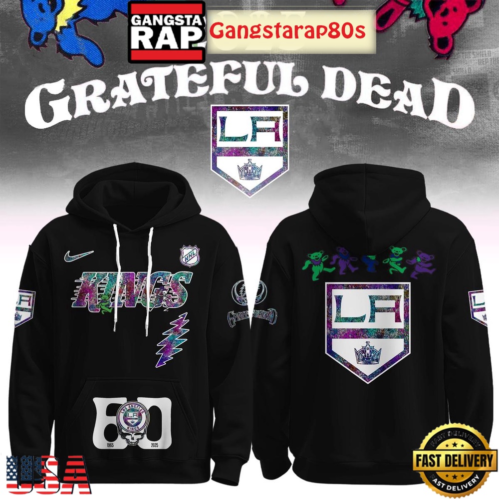 Los Angeles Kings Grateful Dead 60 Years Special Edition All Over Print Hoodie Los Angeles Kings Grateful Dead 60 Years Special Edition All Over Print Hoodie