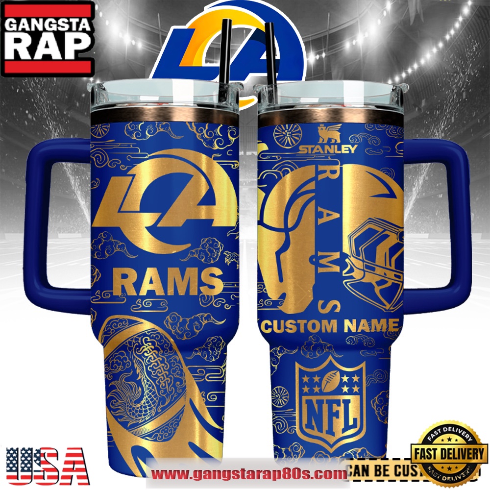 Los Angeles Rams Custom Stanley Quencher Tumbler With Handle 40oz Los Angeles Rams Custom Stanley Quencher Tumbler With Handle 40oz