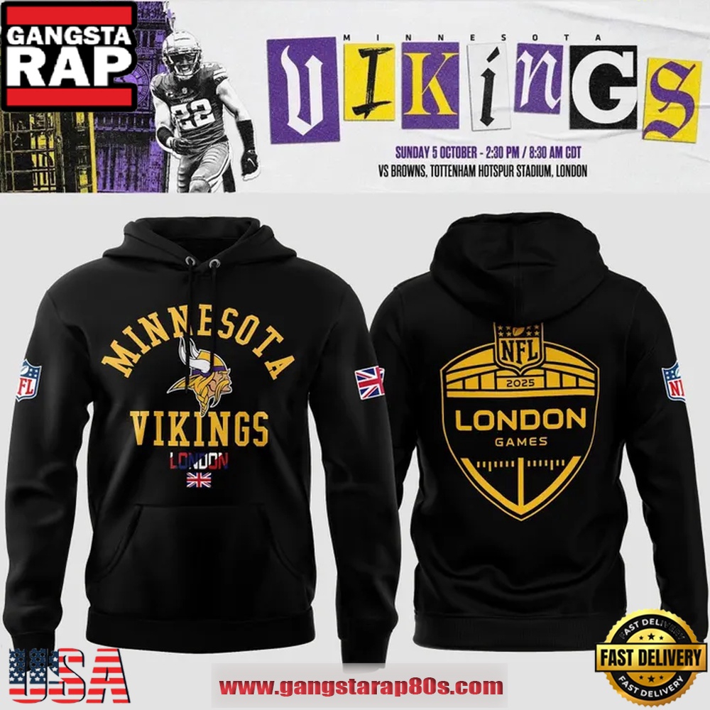 Minnesota Vikings NFL London Game 2025 Black Hoodie Shirt Minnesota Vikings NFL London Game 2025 Black Hoodie Shirt