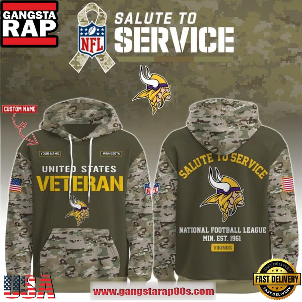 Minnesota Vikings Veteran NFL Veteran Birthday 2025 Custom Name Unisex Hoodie Minnesota Vikings Veteran NFL Veteran Birthday 2025 Custom Name Unisex Hoodie