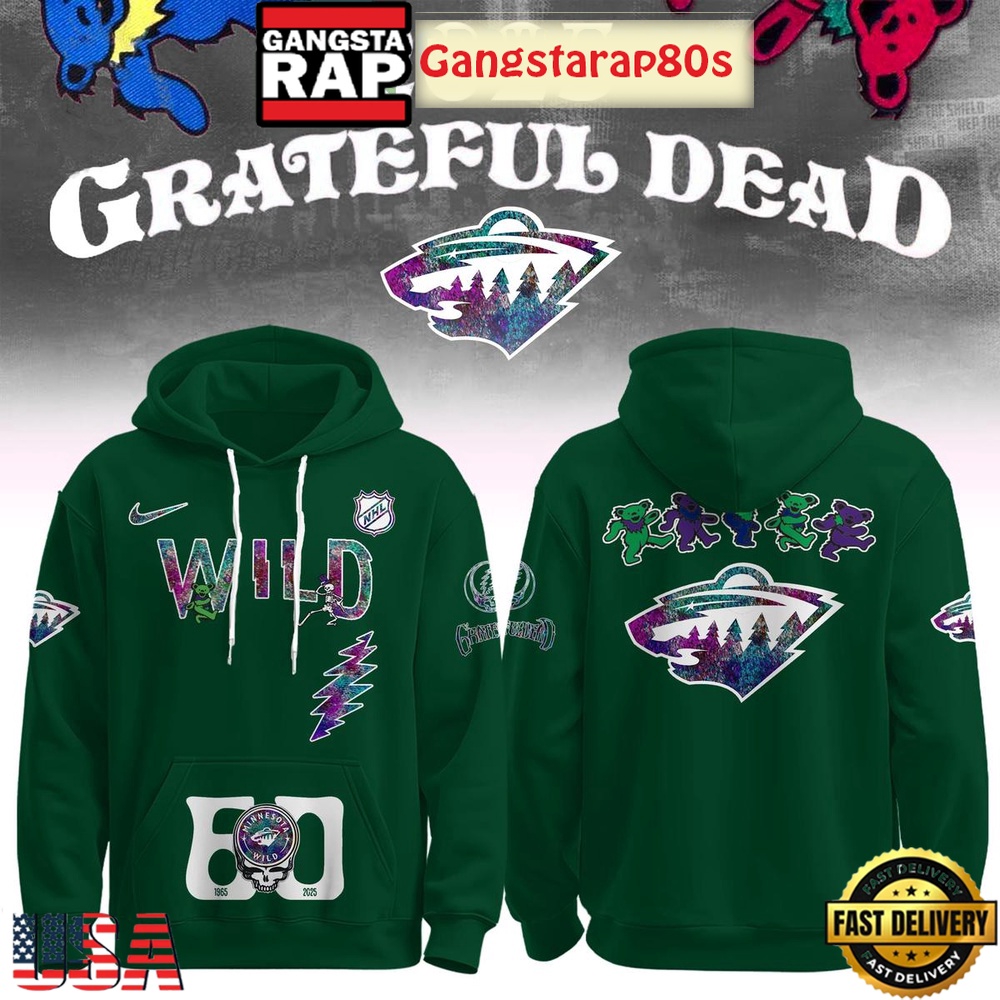 Minnesota Wild Grateful Dead 60 Years Special Edition All Over Print Hoodie Minnesota Wild Grateful Dead 60 Years Special Edition All Over Print Hoodie