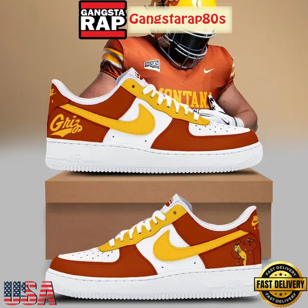 Montana Grizzlies Throwbacks Uniform New Edition Air Force 1 Sneakers Shoes Montana Grizzlies Throwbacks Uniform New Edition Air Force 1 Sneakers Shoes
