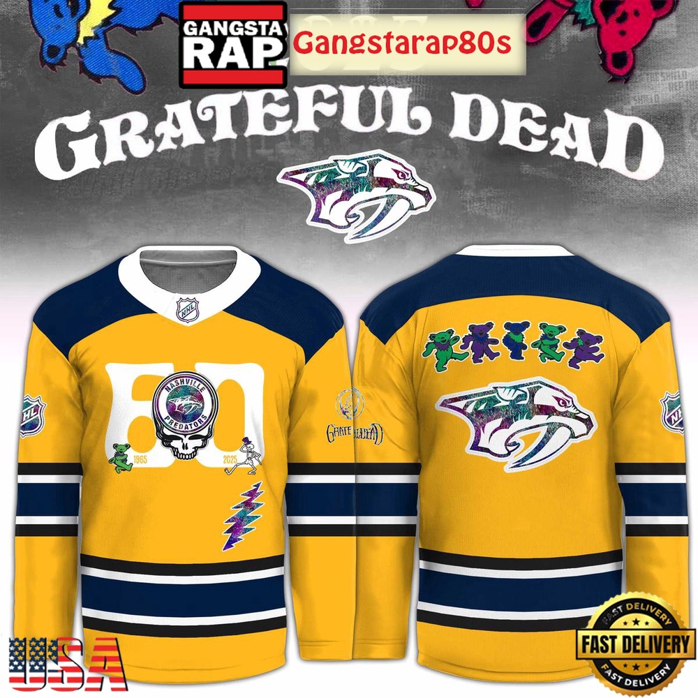 Nashville Predators x Grateful Dead 60 Years Special Edition Hockey Jersey Nashville Predators x Grateful Dead 60 Years Special Edition Hockey Jersey