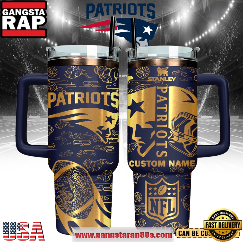 New England Patriots Custom Stanley Quencher Tumbler With Handle 40oz New England Patriots Custom Stanley Quencher Tumbler With Handle 40oz