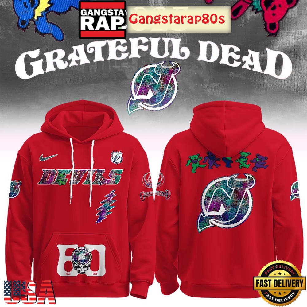 New Jersey Devils Grateful Dead 60 Years Special Edition All Over Print Hoodie New Jersey Devils Grateful Dead 60 Years Special Edition All Over Print Hoodie
