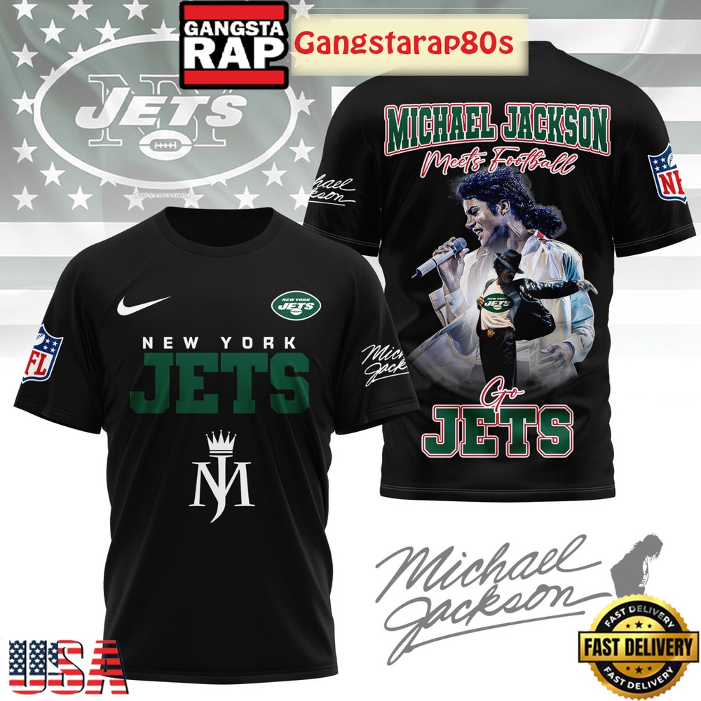 New York Jets NFL Michael Jackson Fan Black 3D Shirt New York Jets NFL Michael Jackson Fan Black 3D Shirt