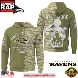 NFL Baltimore Ravens Salute To Service 2025 Camo All Over Print Hoodie Shirt