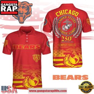 NFL Chicago Bears USMC 250th Birthday Polo Shirt
