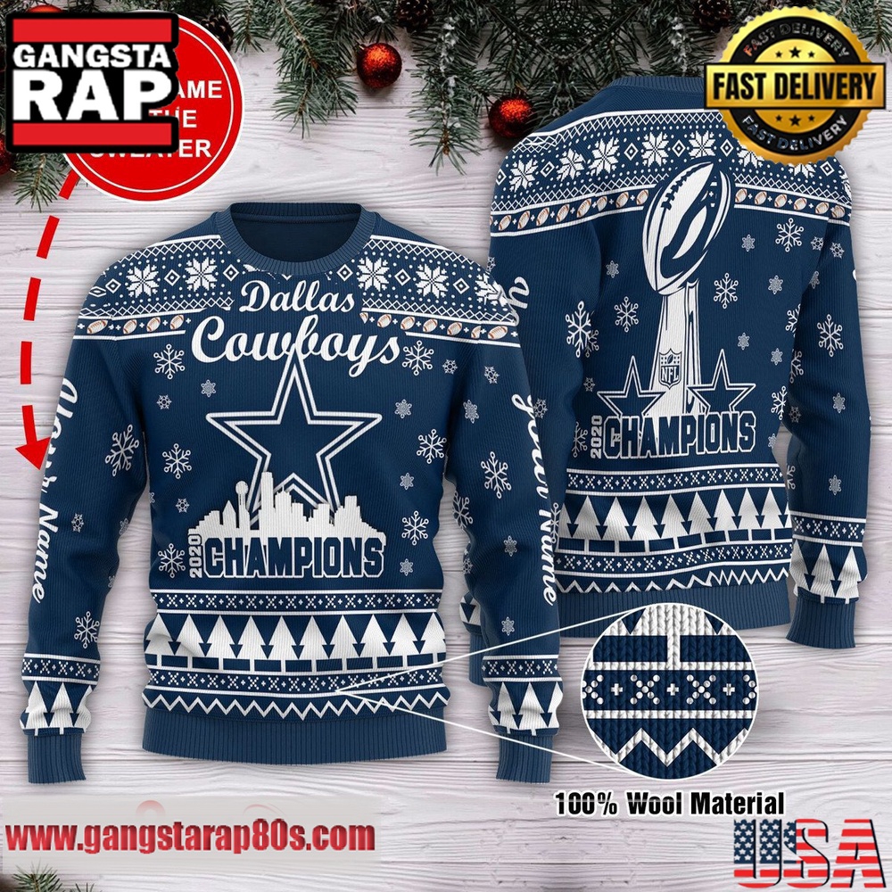 NFL Dallas Cowboys Champions 2025 Custom Ugly Christmas Sweater NFL Dallas Cowboys Champions 2025 Custom Ugly Christmas Sweater