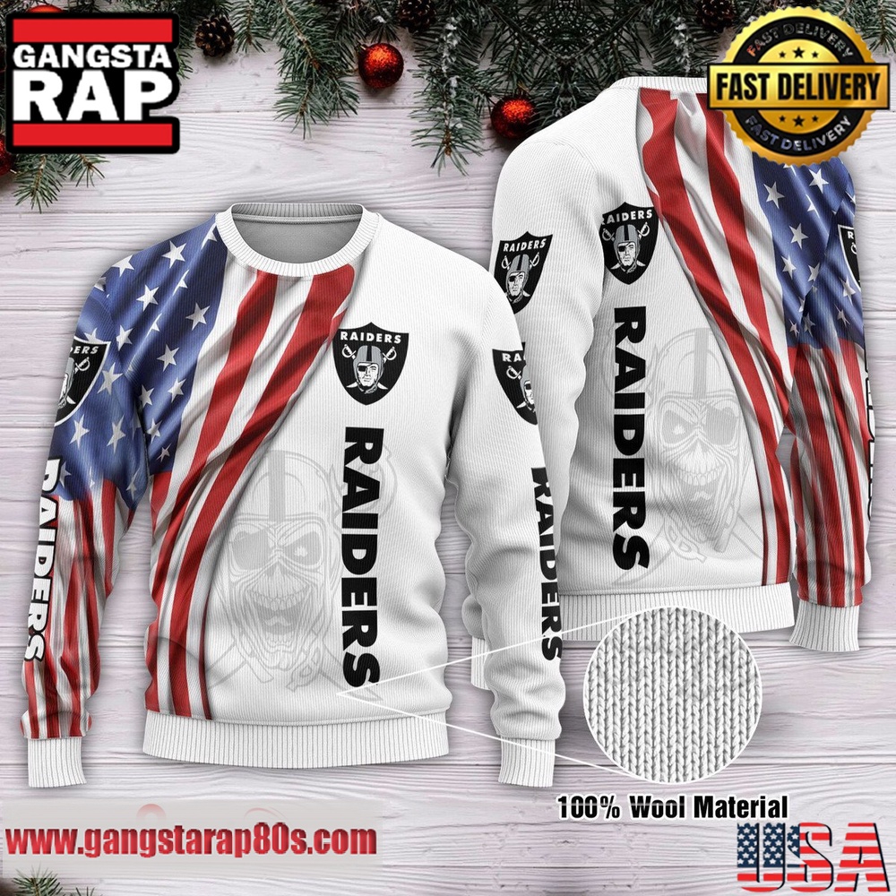 NFL Las Vegas Raiders Flag New Edition 2025 Ugly Christmas Sweater NFL Las Vegas Raiders Flag New Edition 2025 Ugly Christmas Sweater