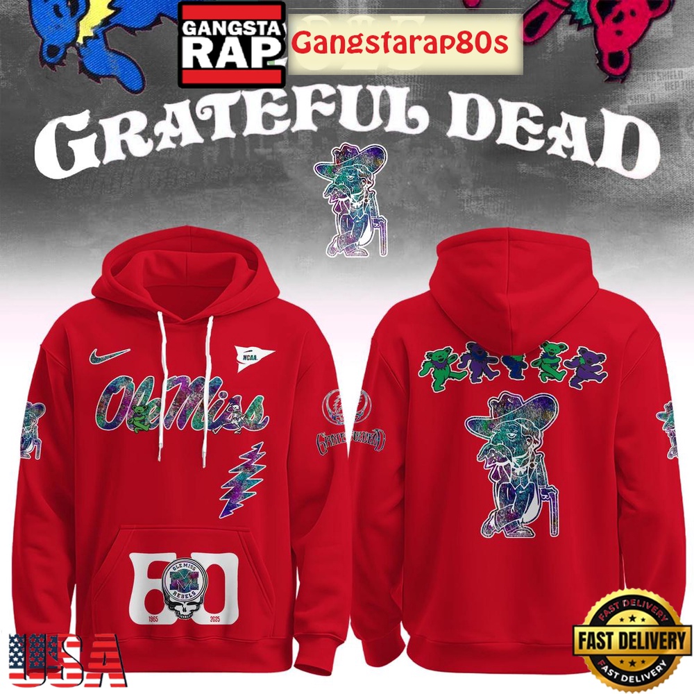 Ole Miss Rebels Grateful Dead 60 Years 2025 Special Edition All Over Print Hoodie Ole Miss Rebels Grateful Dead 60 Years 2025 Special Edition All Over Print Hoodie