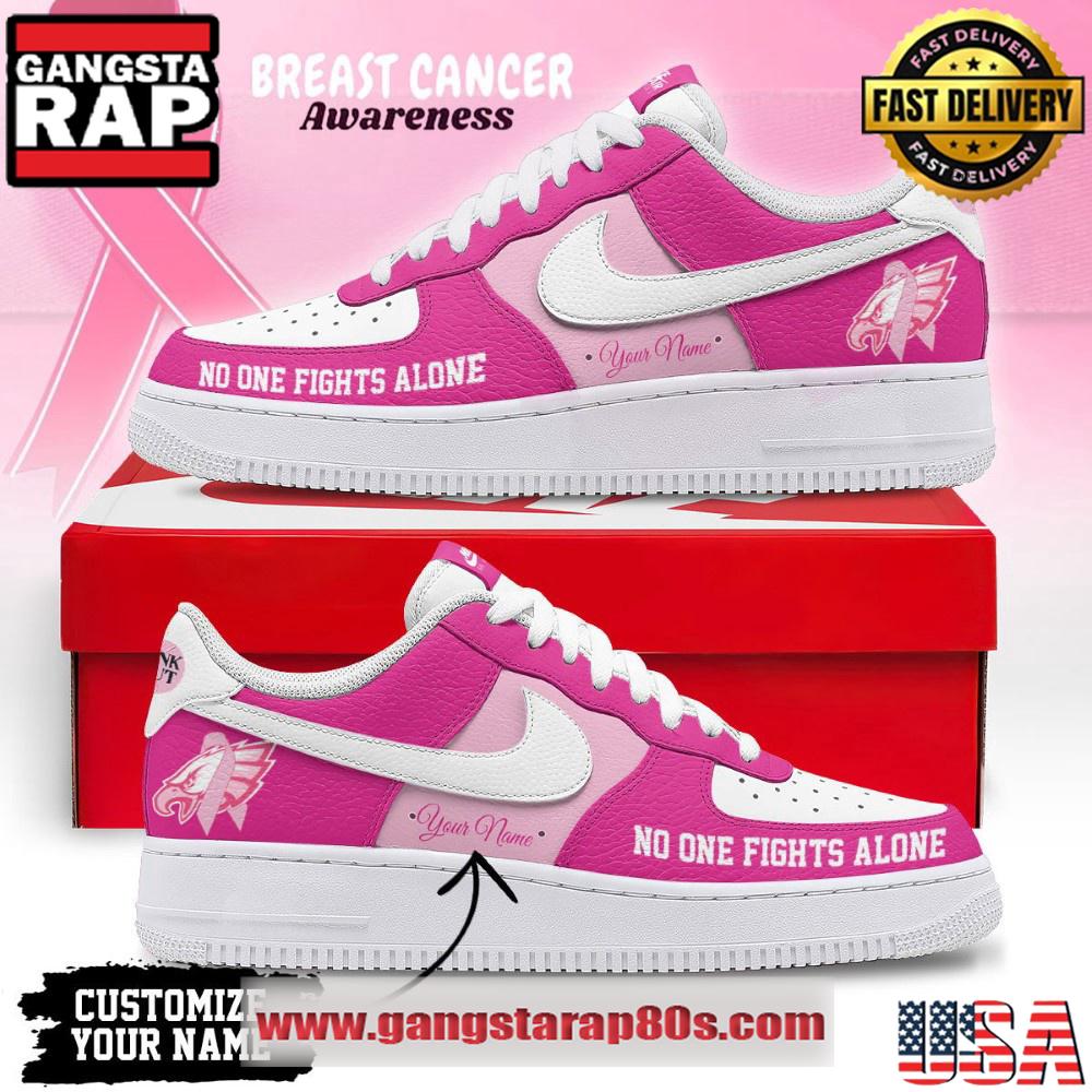 Philadelphia Eagles Breast Cancer Awareness October Custom Air Force 1 Running Sneakers Shoes Philadelphia Eagles Breast Cancer Awareness October Custom Air Force 1 Running Sneakers Shoes