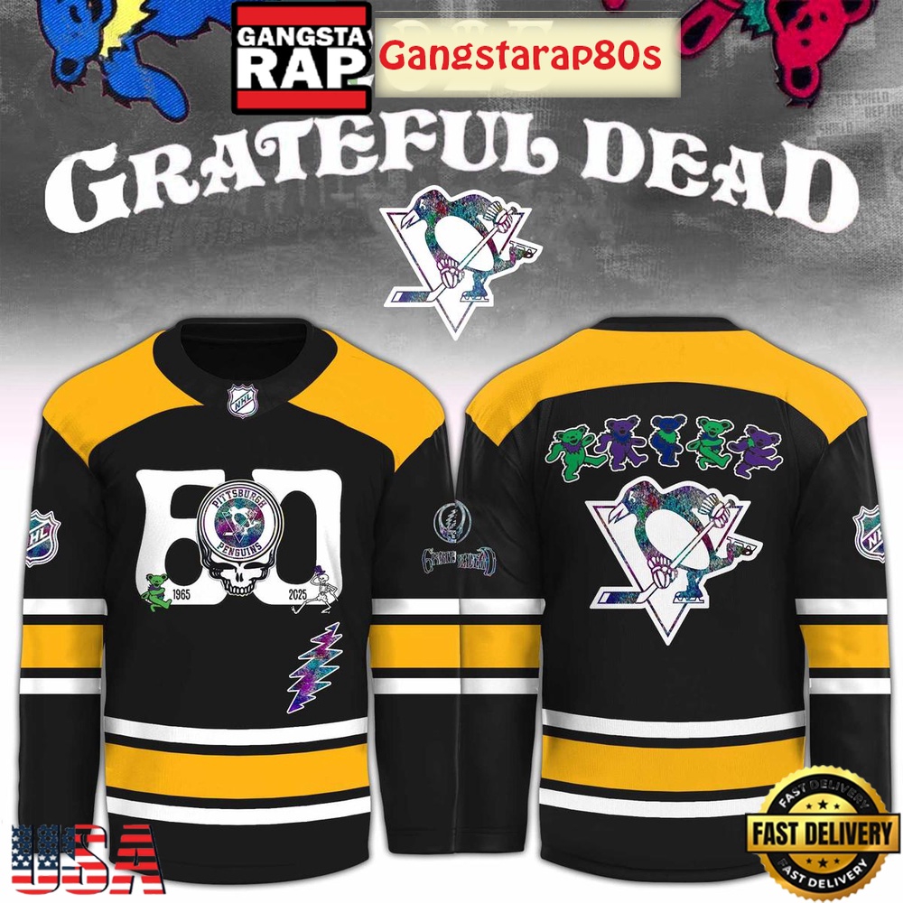 Pittsburgh Penguins x Grateful Dead 60 Years Special Edition Hockey Jersey Pittsburgh Penguins x Grateful Dead 60 Years Special Edition Hockey Jersey