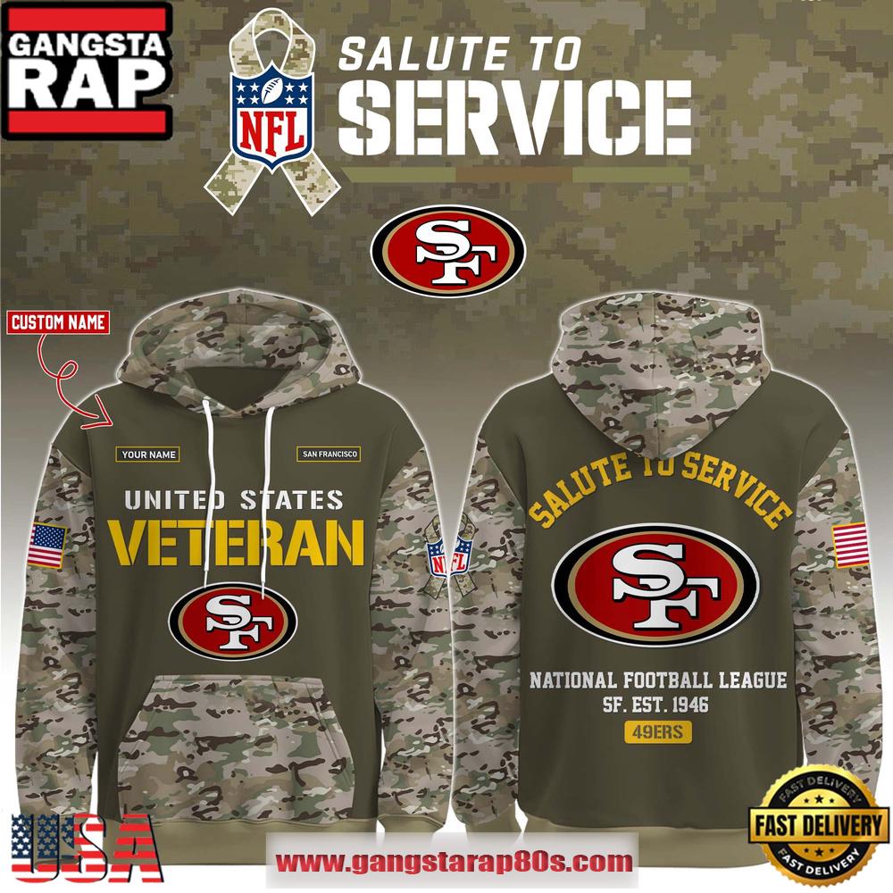 San Francisco 49ers NFL Veteran Birthday 2025 Custom Name Unisex Hoodie San Francisco 49ers NFL Veteran Birthday 2025 Custom Name Unisex Hoodie