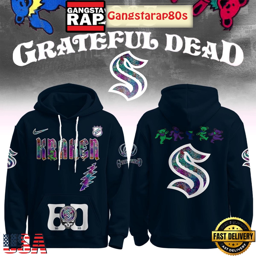 Seattle Kraken Grateful Dead 60 Years Special Edition All Over Print Hoodie Seattle Kraken Grateful Dead 60 Years Special Edition All Over Print Hoodie
