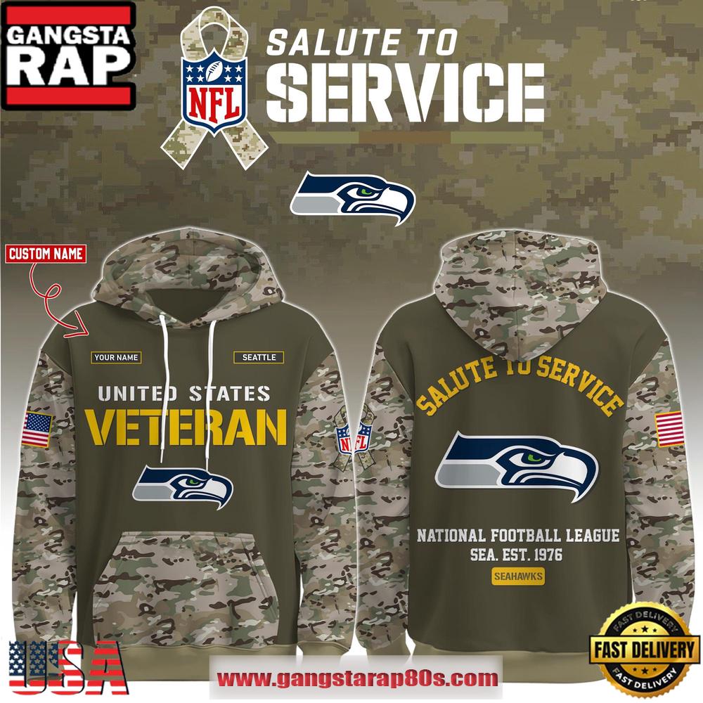 Seattle Seahawks NFL Veteran Birthday 2025 Custom Name Unisex Hoodie Seattle Seahawks NFL Veteran Birthday 2025 Custom Name Unisex Hoodie