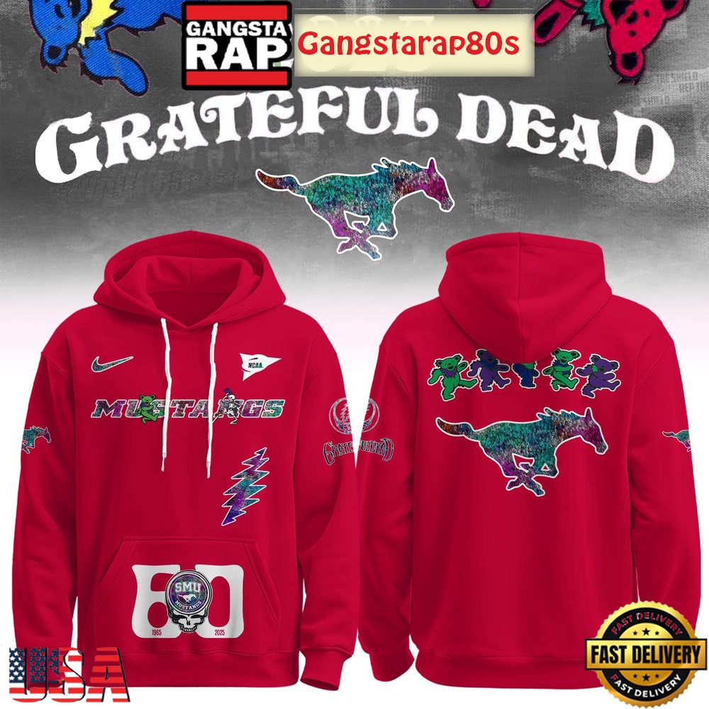 SMU Mustangs x Grateful Dead 60 Years Unisex Hoodie SMU Mustangs x Grateful Dead 60 Years Unisex Hoodie