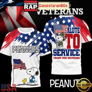 Snoopy Peanuts Salute To Service Thank You Veterans 2025 3D Shirt