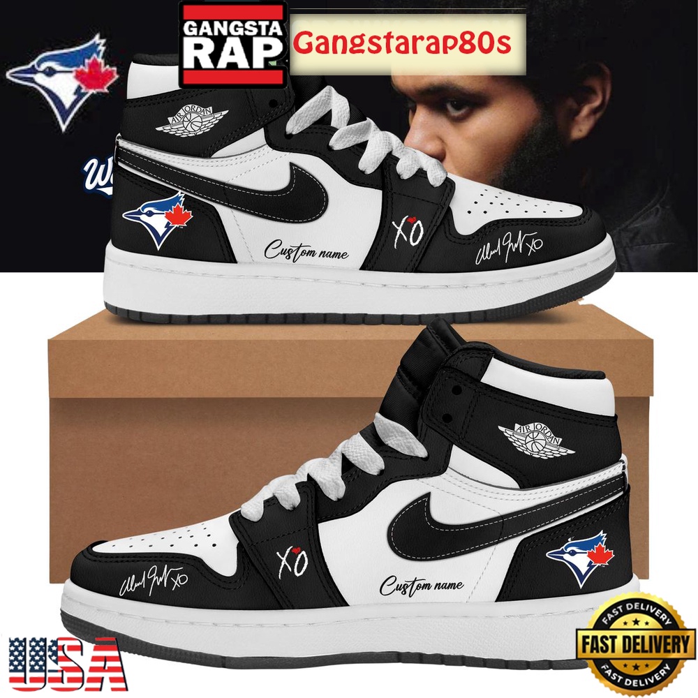 Toronto Blue Jays x The Weeknd World Series 2025 Black Custom Air Jordan 1 Running Sneakers Shoes Toronto Blue Jays x The Weeknd World Series 2025 Black Custom Air Jordan 1 Running Sneakers Shoes
