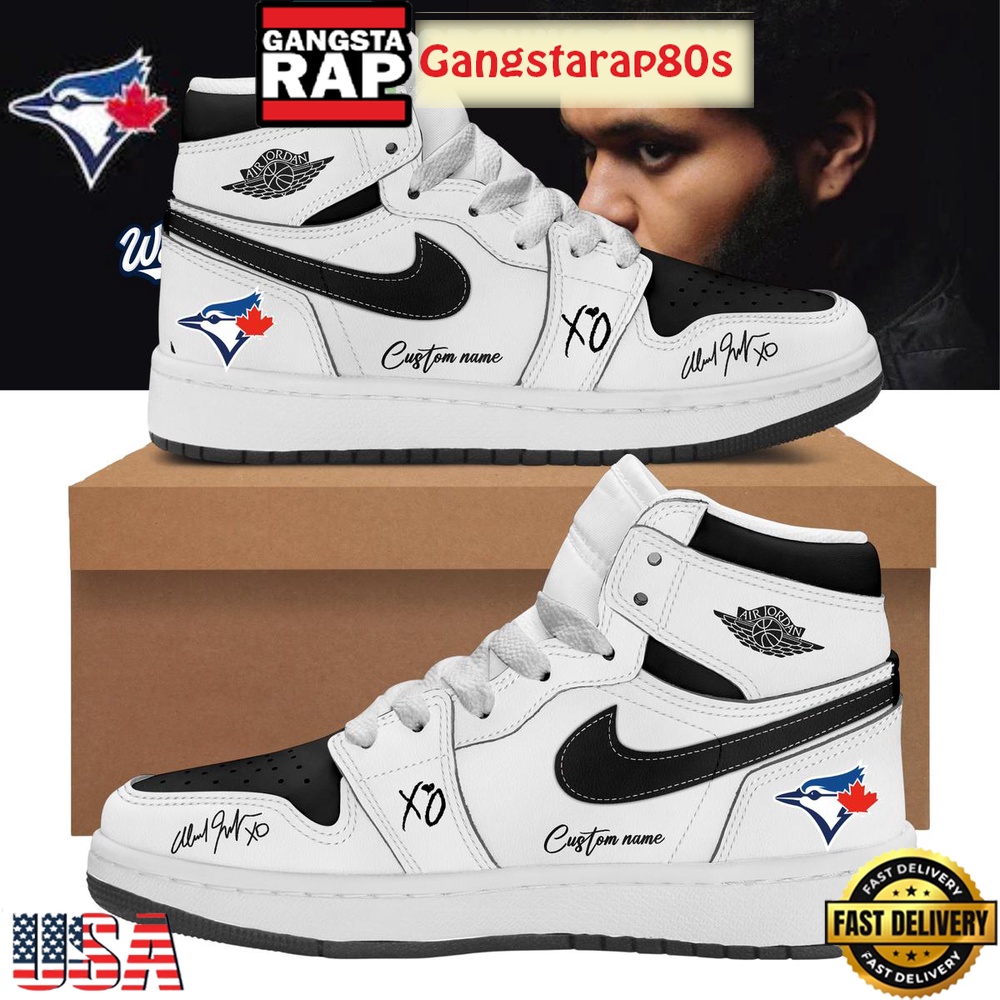 Toronto Blue Jays x The Weeknd World Series 2025 White Custom Air Jordan 1 Running Sneakers Shoes Toronto Blue Jays x The Weeknd World Series 2025 White Custom Air Jordan 1 Running Sneakers Shoes