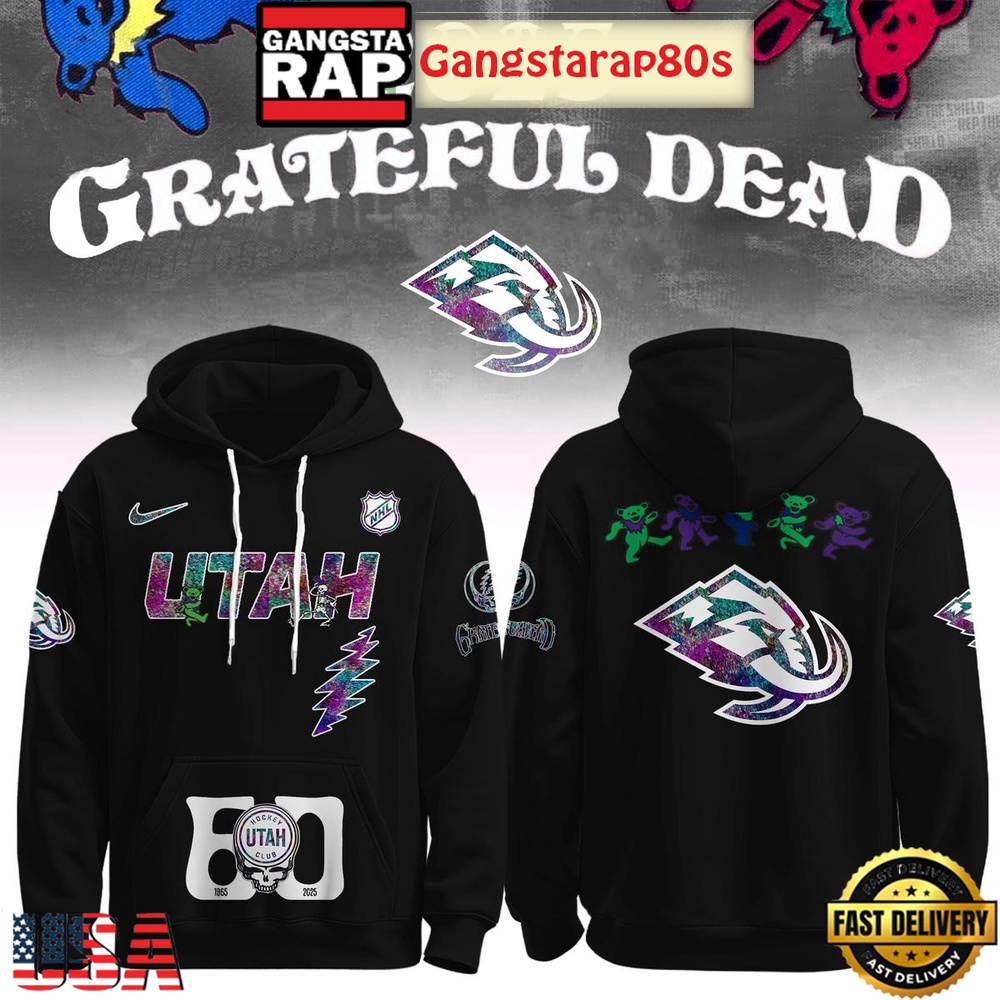 Utah Mammoth Grateful Dead 60 Years Special Edition All Over Print Hoodie Utah Mammoth Grateful Dead 60 Years Special Edition All Over Print Hoodie