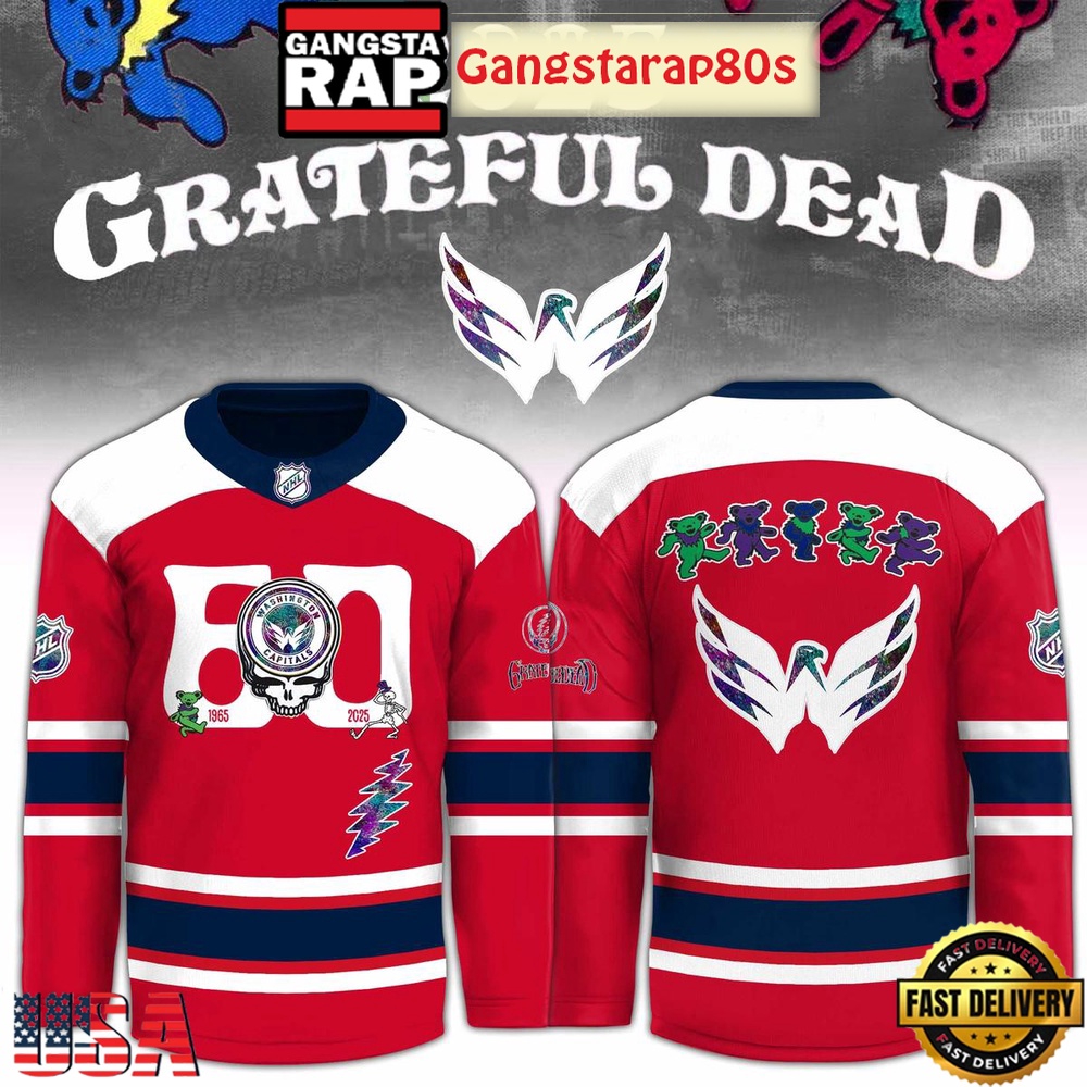 Washington Capitals x Grateful Dead 60 Years Special Edition Hockey Jersey Washington Capitals x Grateful Dead 60 Years Special Edition Hockey Jersey