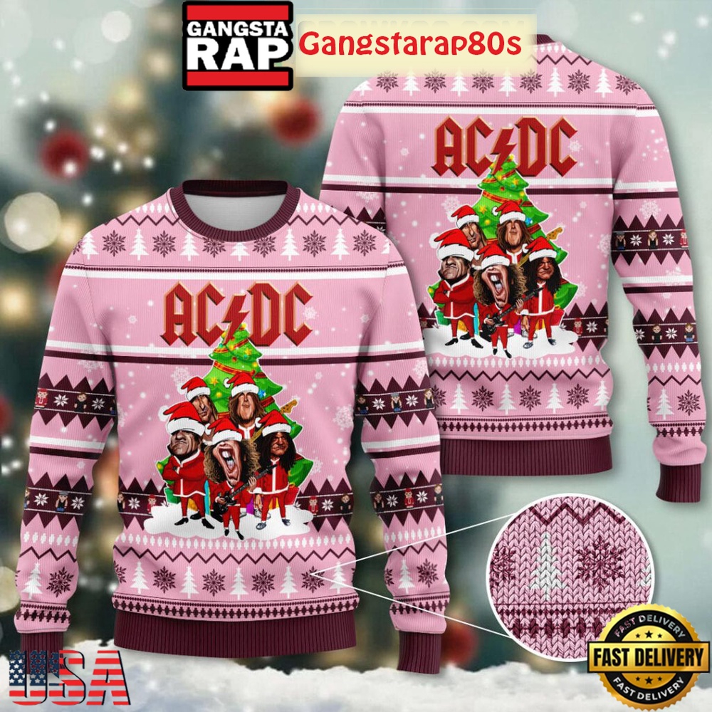 ACDC Happy Xmas Pink 2025 Ugly Sweater ACDC Happy Xmas Pink 2025 Ugly Sweater