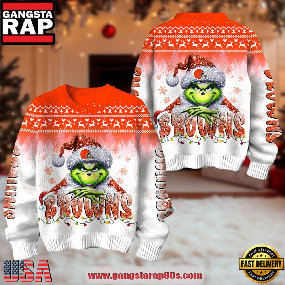 Cleveland Browns NFL x The Grinch 2025 Edition Ugly Christmas Sweater Cleveland Browns NFL x The Grinch 2025 Edition Ugly Christmas Sweater