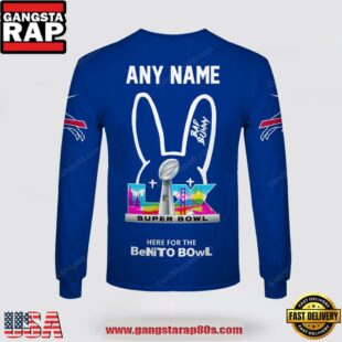 Custom Name Buffalo Bills x Bad Bunny Super Bowl 2026 3D Sweatshirt
