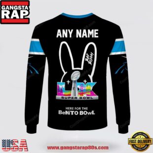 Custom Name Carolina Panthers x Bad Bunny Super Bowl 2026 3D Sweatshirt
