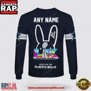 Custom Name Dallas Cowboys x Bad Bunny Super Bowl 2026 3D Sweatshirt