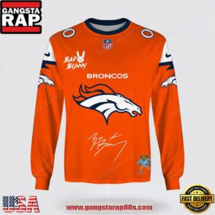 Custom Name Denver Broncos x Bad Bunny Super Bowl 2026 3D Sweatshirt