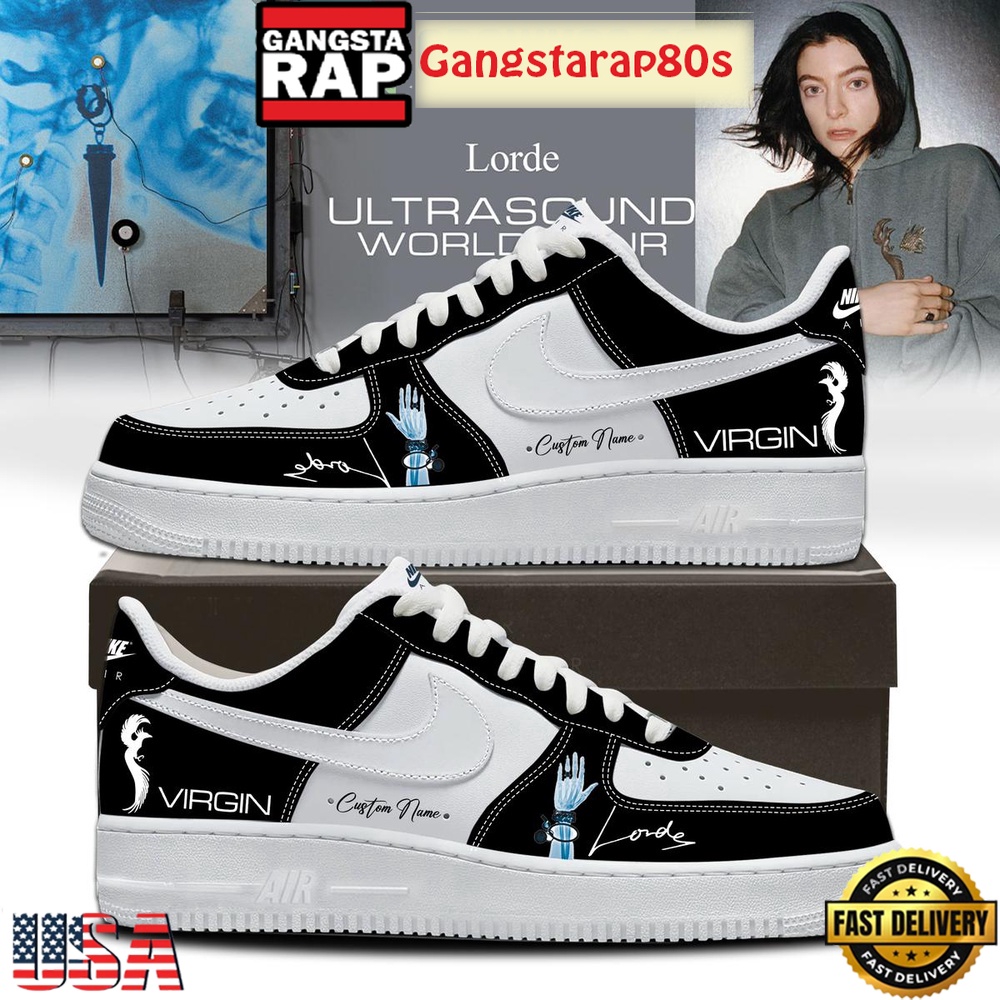Lorde Ultrasound World Tour Virgin Black Custom Nike Air Force 1 Sneakers Shoes Lorde Ultrasound World Tour Virgin Black Custom Nike Air Force 1 Sneakers Shoes