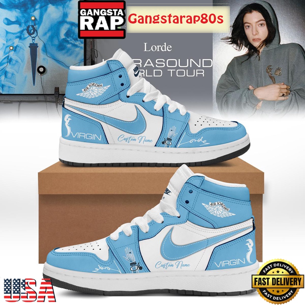 Lorde Ultrasound World Tour Virgin Custom Name Air Jordan 1 Sneakers Shoes Lorde Ultrasound World Tour Virgin Custom Name Air Jordan 1 Sneakers Shoes