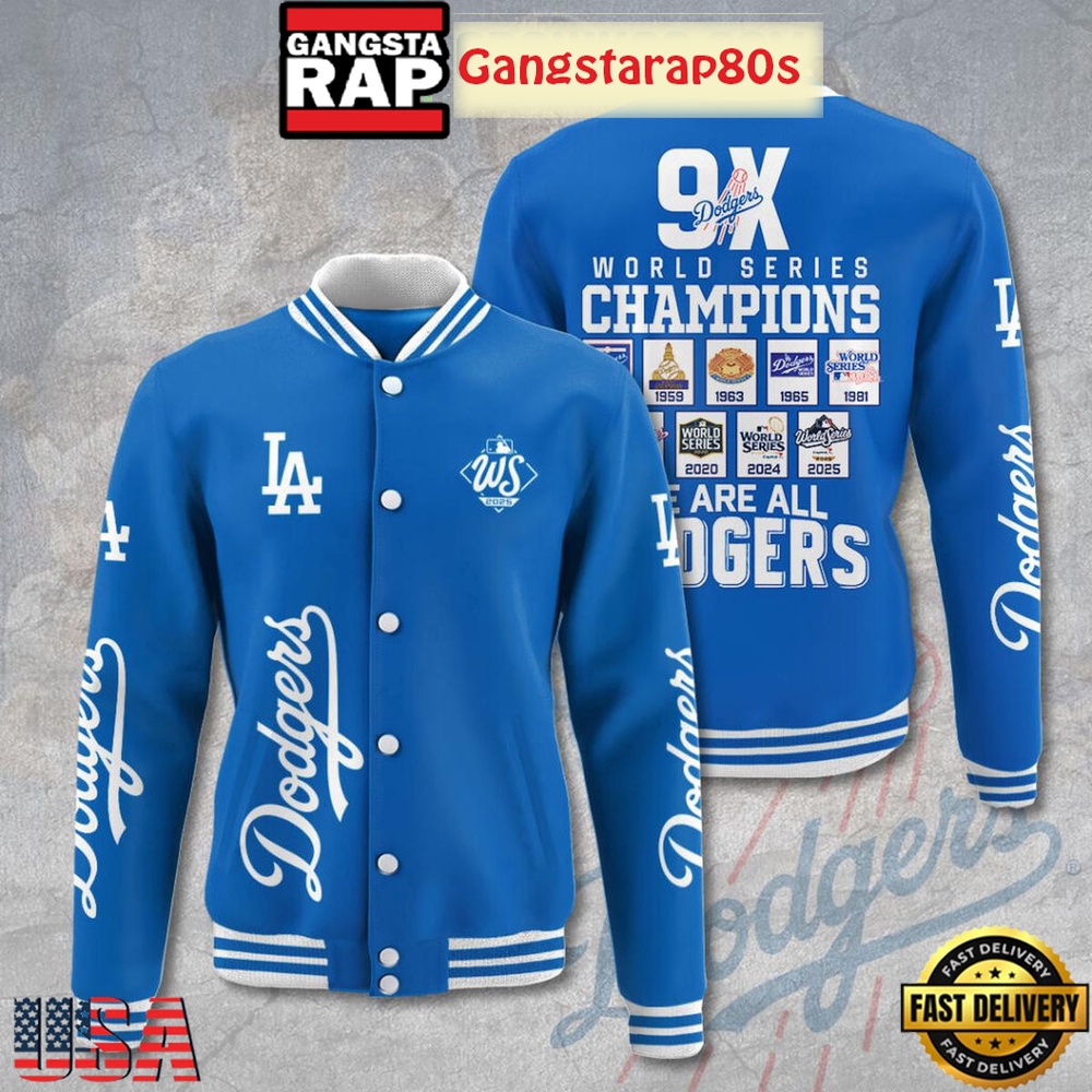 Los Angeles Dodgers 9x World Series Champions We Are All Dodgers New Edition Baseball Jacket Los Angeles Dodgers 9x World Series Champions We Are All Dodgers New Edition Baseball Jacket