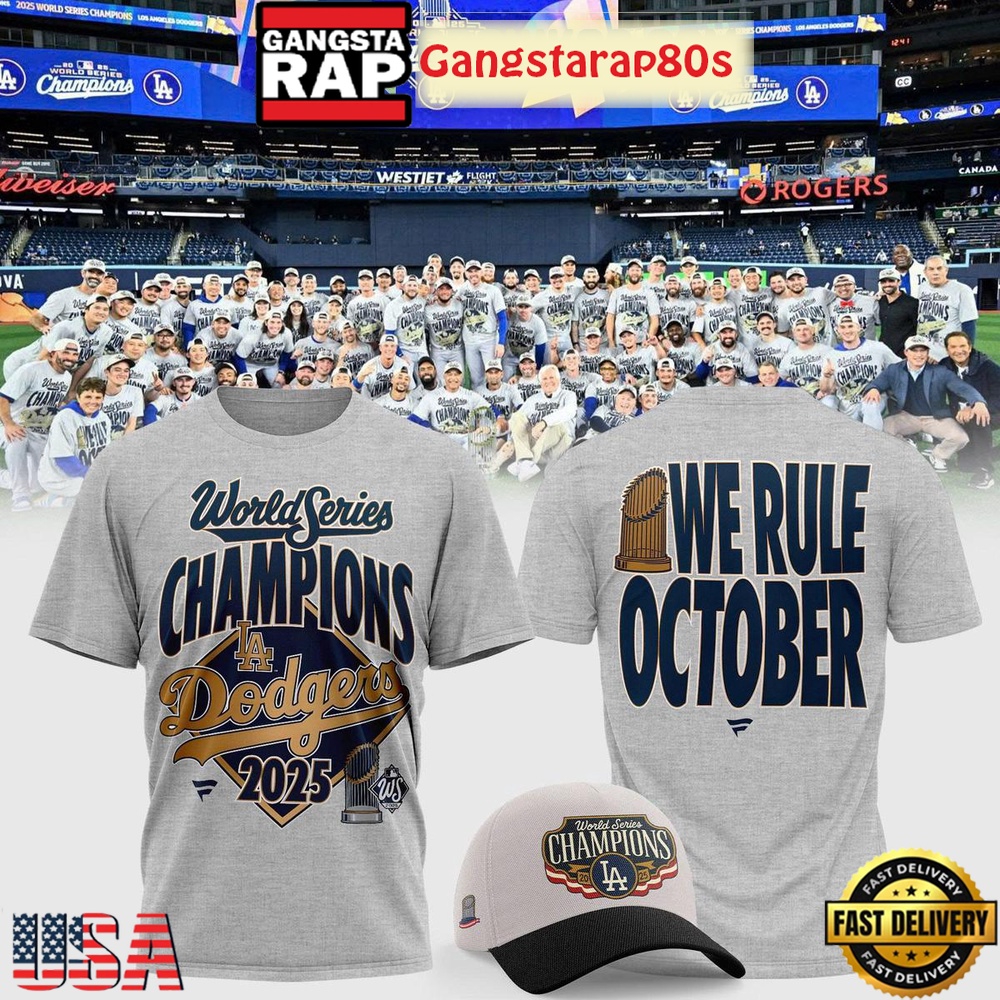 Los Angeles Dodgers We Rule October World Series Unisex 3D Shirt Los Angeles Dodgers We Rule October World Series Unisex 3D Shirt