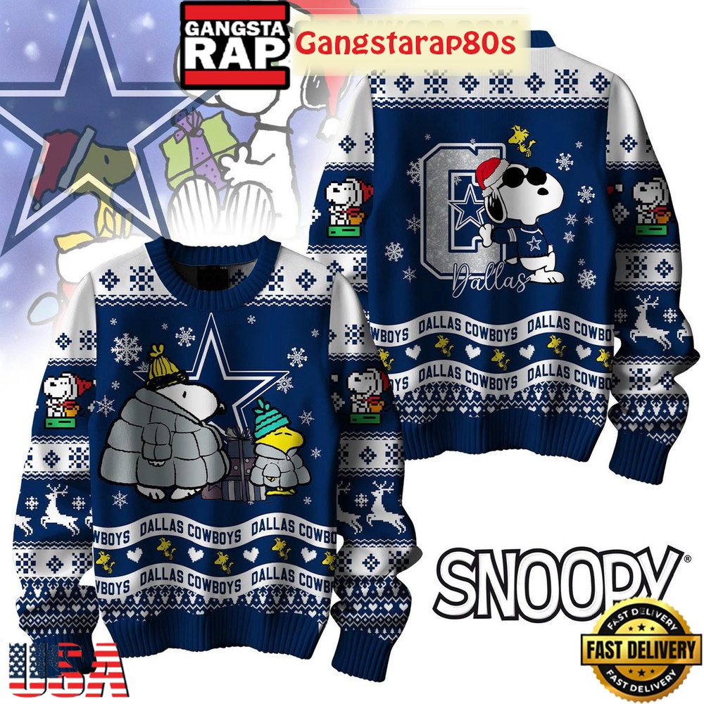 NFL Dallas Cowboys x Peanuts Snoopy New Design 2025 Ugly Christmas Sweater NFL Dallas Cowboys x Peanuts Snoopy New Design 2025 Ugly Christmas Sweater