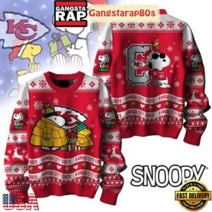 NFL Kansas City Chiefs x Peanuts Snoopy New 2025 Ugly Christmas Sweater