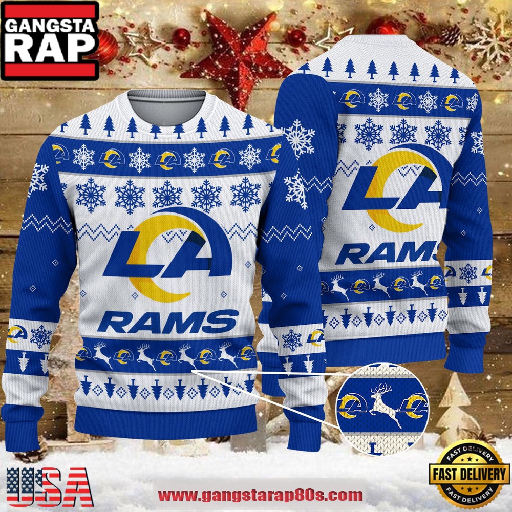 NFL Los Angeles Rams 2025 Reindeer Christmas Tree Ugly Xmas Sweater NFL Los Angeles Rams 2025 Reindeer Christmas Tree Ugly Xmas Sweater