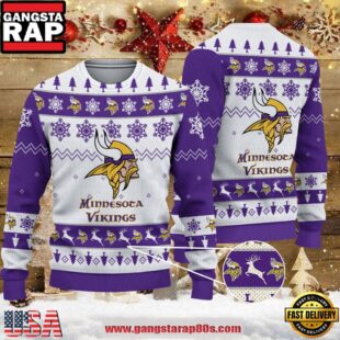 NFL Minnesota Vikings 49ers 2025 Reindeer Christmas Tree Ugly Xmas Sweater