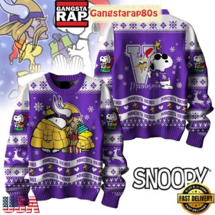 NFL Minnesota Vikings x Peanuts Snoopy New 2025 Ugly Christmas Sweater