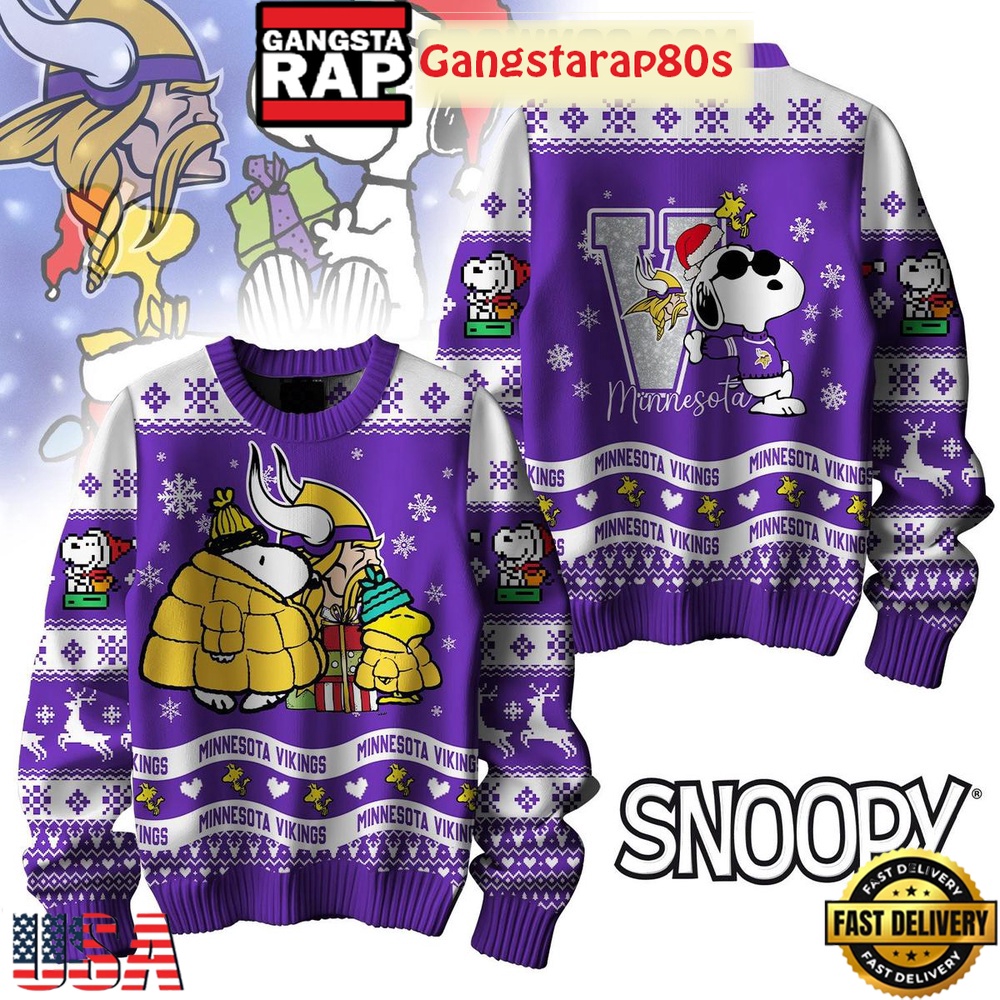 NFL Minnesota Vikings x Peanuts Snoopy New Design 2025 Ugly Christmas Sweater NFL Minnesota Vikings x Peanuts Snoopy New Design 2025 Ugly Christmas Sweater