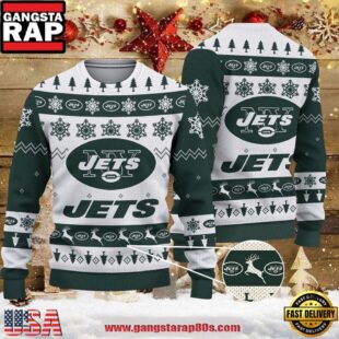 NFL New York Jets 2025 Reindeer Christmas Tree Ugly Xmas Sweater