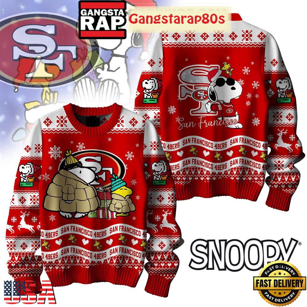 NFL San Francisco 49ers x Peanuts Snoopy New Design 2025 Ugly Christmas Sweater NFL San Francisco 49ers x Peanuts Snoopy New Design 2025 Ugly Christmas Sweater