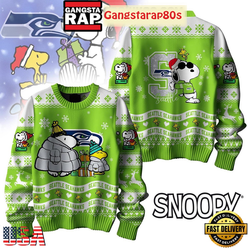 NFL Seattle Seahawks x Peanuts Snoopy New Design 2025 Ugly Christmas Sweater NFL Seattle Seahawks x Peanuts Snoopy New Design 2025 Ugly Christmas Sweater