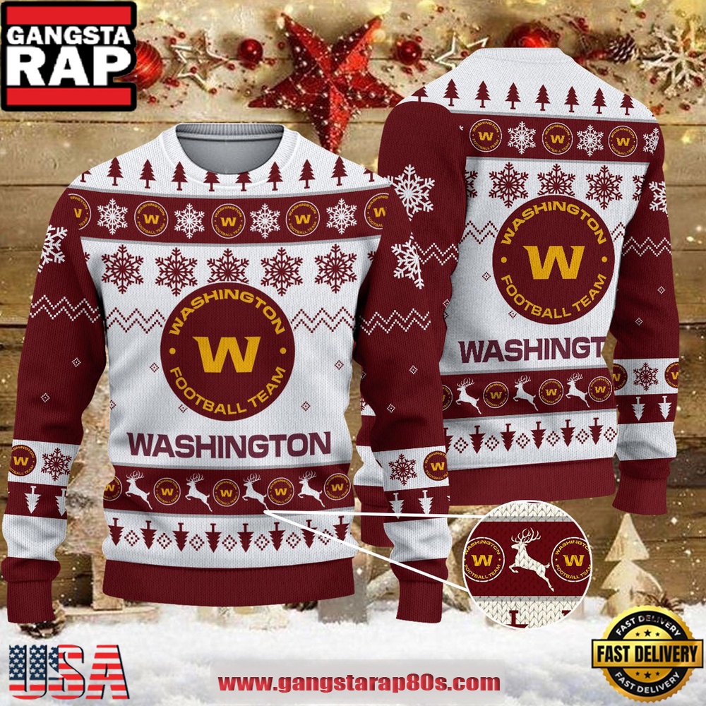 NFL Washington Commanders 2025 Reindeer Christmas Tree Ugly Xmas Sweater NFL Washington Commanders 2025 Reindeer Christmas Tree Ugly Xmas Sweater